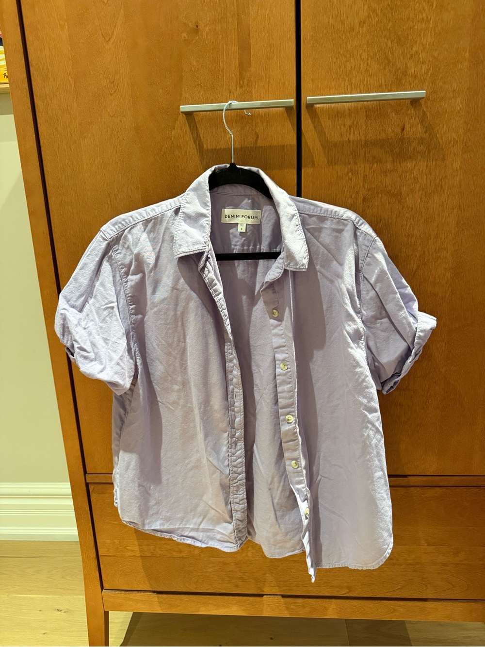Denim Forum Men's Light Lavender Short-Sleeve Button-Down Shirt